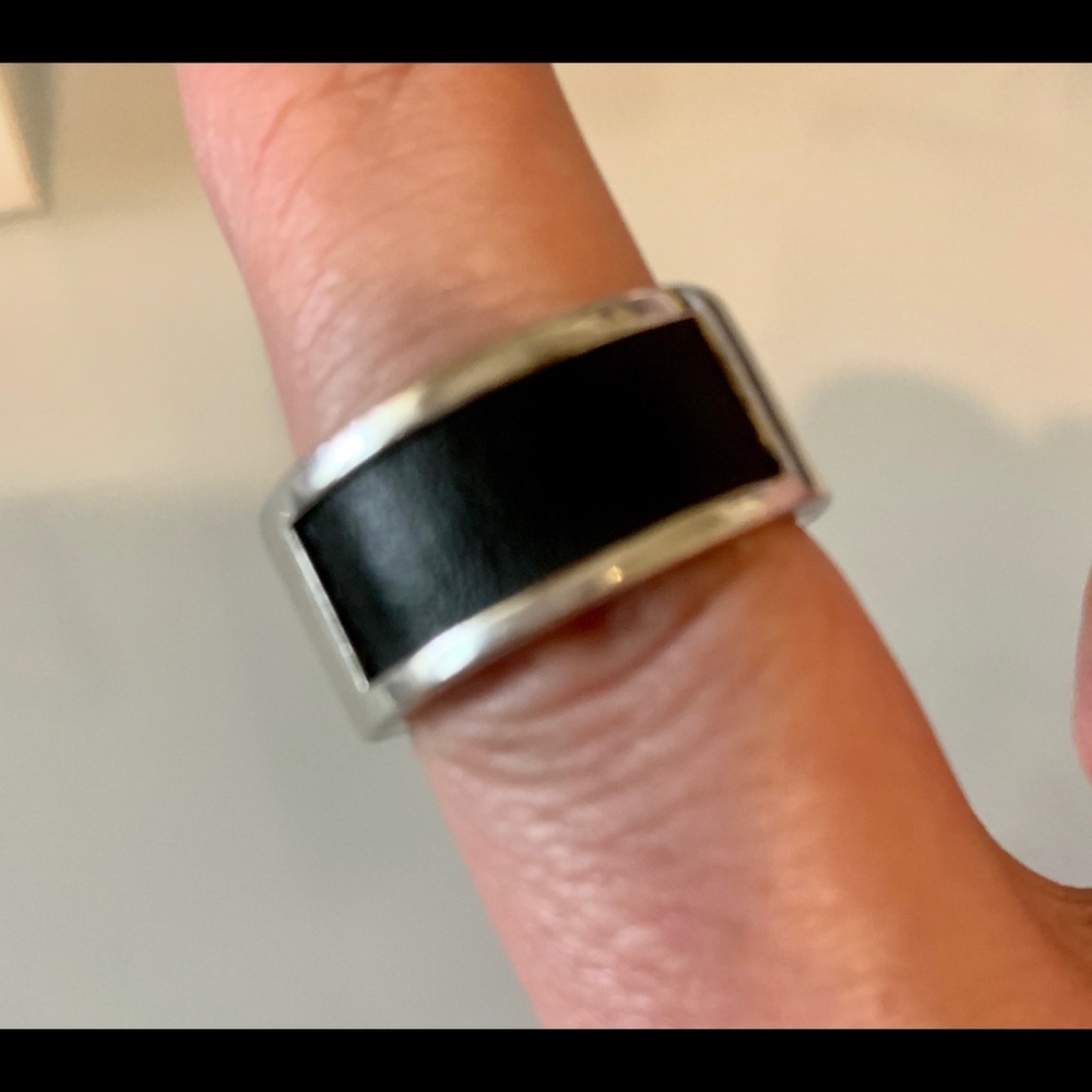 Sterling Silver Ring W/Leather - image 4